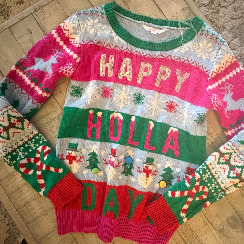 No Boundaries Festive Sweater - Pink, Green, Red